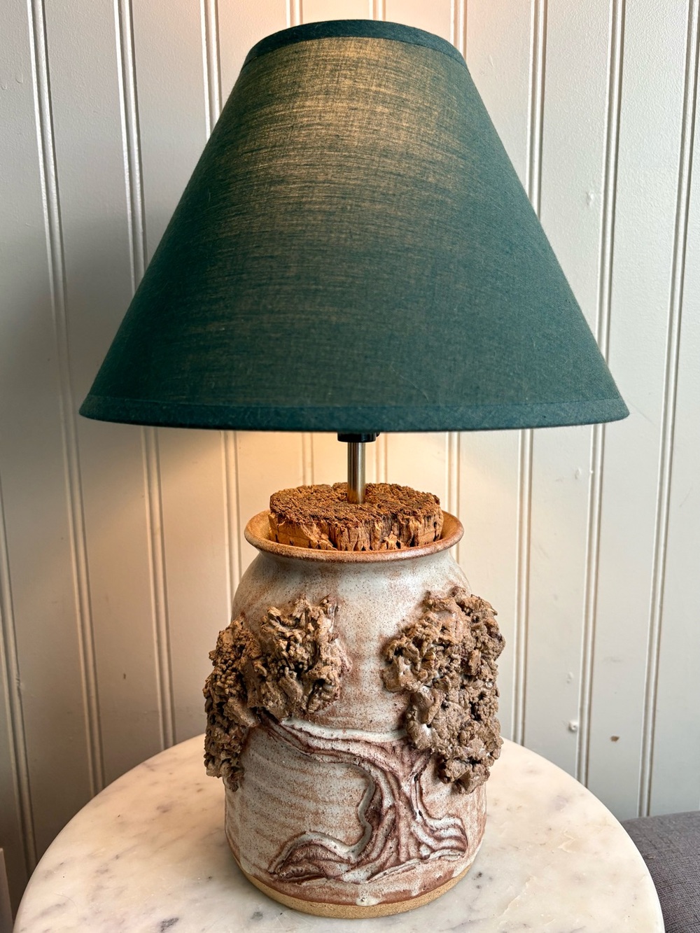 Vintage Primitive Stoneware Jar w/Natural Cork Table Lamp Handmade Rustic VTG - Picture 11 of 16